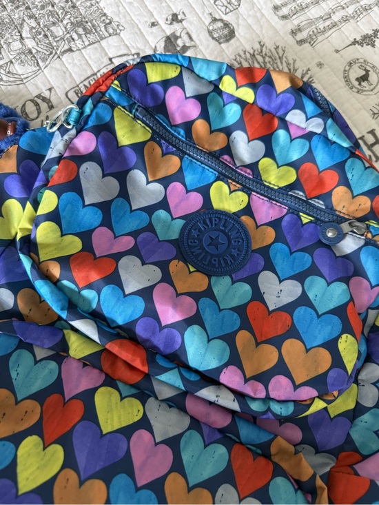 NWOT Kipling Navy Backpack with Multicolor Heart Print, RARE FIND! main image 10